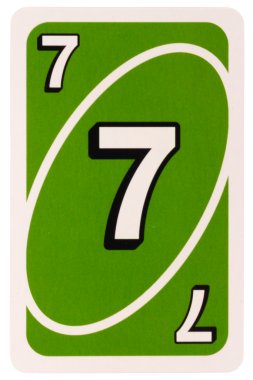 Kart oyunu rengi yeşil yedi beyaz arkaplan üzerinde izole.