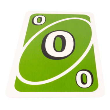 Kart oyunu rengi yeşil sıfır beyaz arkaplan üzerinde izole.