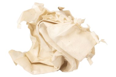 Kağıt top beyaz arkaplanda izole edildi.