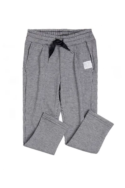 Children Pants Isolated Close Elegant Gray White Checkered Trouser Sweatpants — Stock Photo, Image