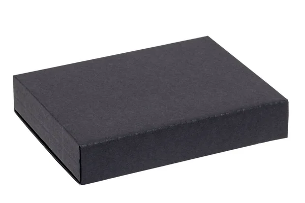 Caja Regalo Aislada Primer Plano Una Caja Cartón Cerrada Negra —  Fotos de Stock