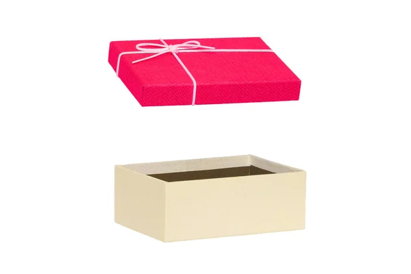 Подарочная Коробка Изолирована Крупный План Красно Белого Открытого Подарка Подарочной — стоковое фото