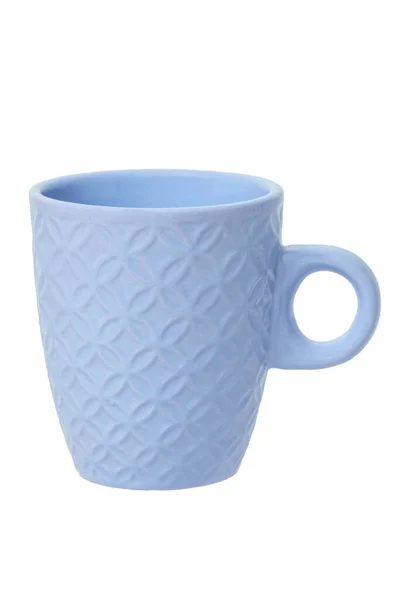 Bir Fincan Kahve Mavi Bir Seramik Bardak Beyaz Arka Planda — Stok fotoğraf