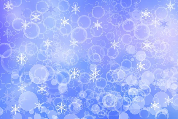 要旨青と白のボケが輝く雪の結晶と星を点灯し 明るい青のお祝いの冬のクリスマスやハッピー新年の背景テクスチャをぼやけている あなたのデザインのためのスペース カードコンセプト — ストック写真