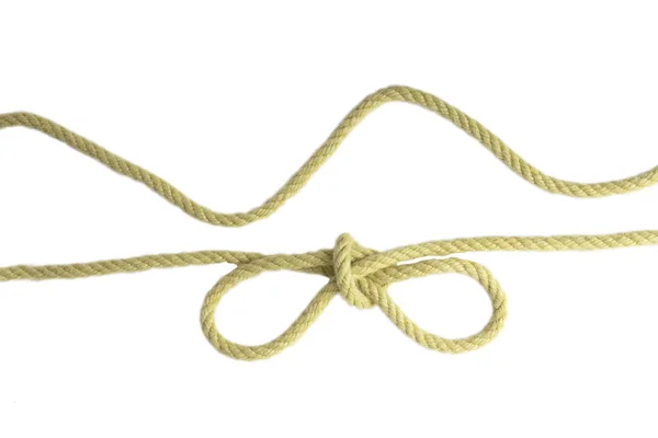 Nahaufnahme Eines Knotens Oder Knoten Und Zwei Seile Isoliert Auf — Stockfoto