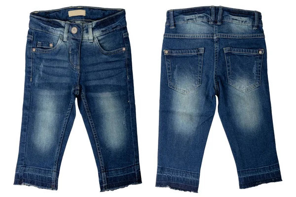Blå Jeans Isolerade Trendig Snygg Mörkblå Denim Byxor Eller Byxor — Stockfoto