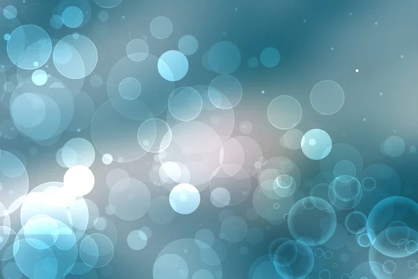 Abstract underwater illustration. Nice abstract gradient blue white lightening bokeh background with circles from unterwater bubbles. Beautiful blue texture with space.