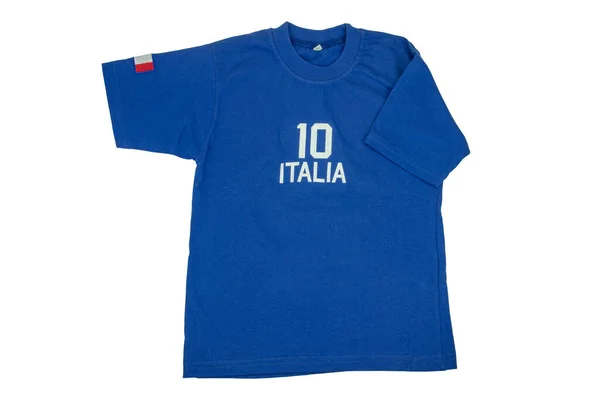 Shirt Bleu Pour Enfants Soccer Polo Avec Inscription Italia Numéro — Photo