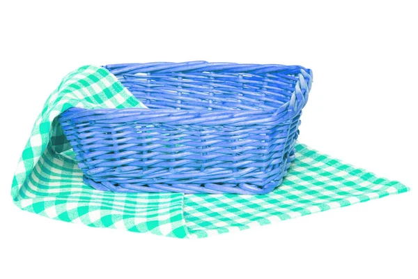 Cesta Picnic Vacía Primer Plano Una Cesta Mimbre Vacía Sobre — Foto de Stock