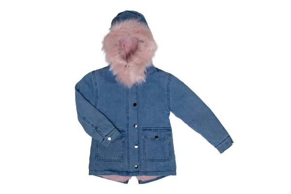 Chaqueta Para Niños Aislada Una Elegante Chaqueta Azul Denim Cálido — Foto de Stock