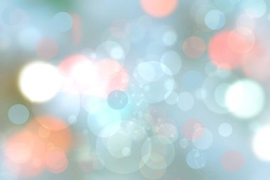 Soyut bulanık taze bahar ışığı hassas pastel mavi beyaz bokeh arkaplan dokusu parlak dairesel yumuşak renkli ışıklar. Güzel arkaplan illüstrasyonu.