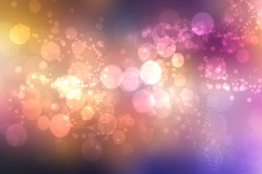 Soyut koyu mavi, mor arkaplan dokusu. Parlak, sönük, parlak bokeh daireleri ve parlayan dairesel ışıkları var. Bokeh ışık efektli güzel arkaplan.