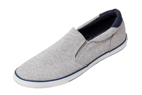 Zapatos Grises Para Hombre Primer Plano Una Sola Zapatilla Gris — Foto de Stock