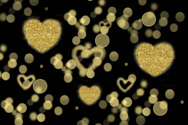 Happy Valentines Wedding Day Card Abstract Festive Gold Yellow Bokeh — Stock Photo, Image