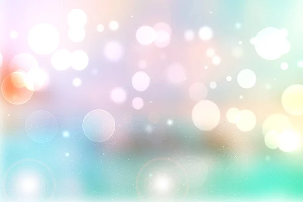 要旨鮮やかな春の鮮やかな夏の光繊細なパステルブルーのターコイズピンクのボケの背景のテクスチャを 明るい円形の柔らかい色のライトと星でぼやけている カードコンセプト 美しい背景イラスト — ストック写真