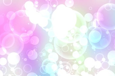 Soyut bulanık taze bahar ışığı hassas pastel pembe turkuaz bokeh arkaplan dokusu parlak dairesel yumuşak renkli ışıklar. Kart konsepti. Güzel arkaplan illüstrasyonu.