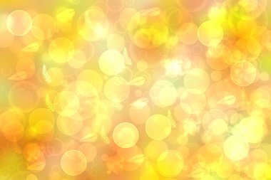 Soyut sonbahar gradyan altın sarısı, yeşil, yeşil, yapraklı ve bokeh daireli arkaplan dokusu. Hint yazı. Uzayla kart tasarımı. Güzel arkaplan.