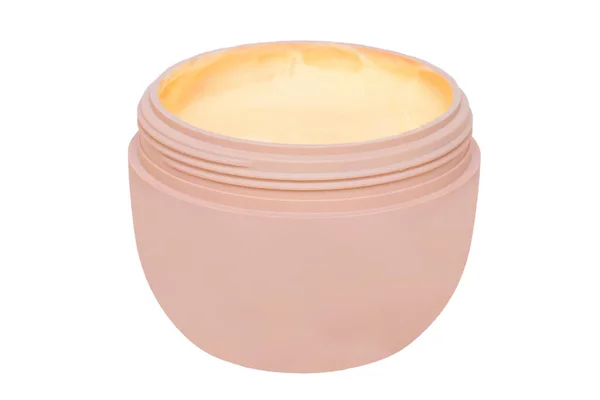 Cosmetic Labels Closeup Open Cosmetic Jar Concealer Cream Makeup Foundation — Stock Photo, Image