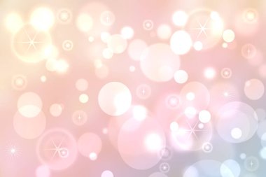 Parlak yumuşak renk daireler ve parlayan yıldızlar ile Soyut bulanık canlı bahar yaz ışık hassas pastel pembe mavi bokeh arka plan dokusu. Kart konsepti. Güzel zemin illüstrasyon.
