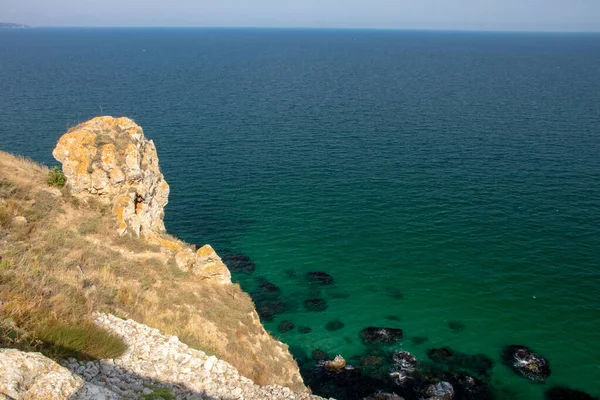Cape Caliacra, Bulgaria - SEP 14, 2021. Cape Kaliakra - a unique architectural and natural oasis represents a rocky promontory jutting 2 kilometers into the sea. The steep cliffs rise between 50 and 60 meters from the sea.