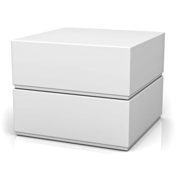 Duas caixas em branco com tampas isoladas sobre fundo branco — Fotografia de Stock