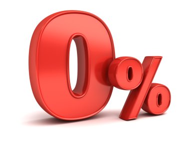 Sıfır yüzde veya % 0 yansıması ile beyaz arka plan üzerinde izole kırmızı