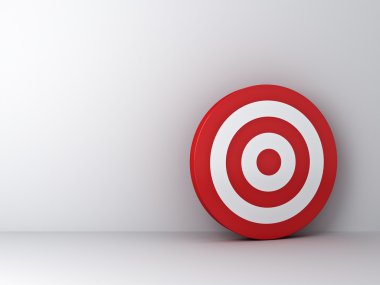 Dart tahtası veya hedef gölge beyaz duvar zemin üzerine