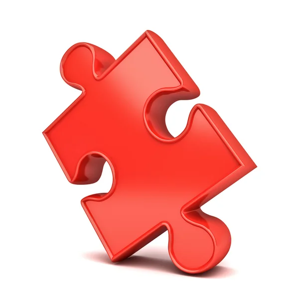 Rode puzzel stuk geïsoleerd op een witte achtergrond met schaduw — Stockfoto