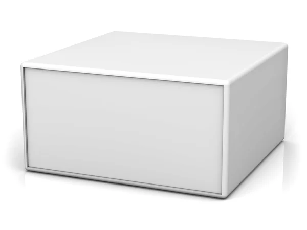 Caja de signos en blanco aislada sobre fondo blanco con sombra y reflexión —  Fotos de Stock
