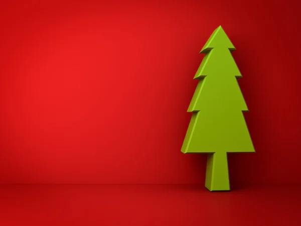 Kerstboom op rode achtergrond voor Kerstdecoratie — Stockfoto