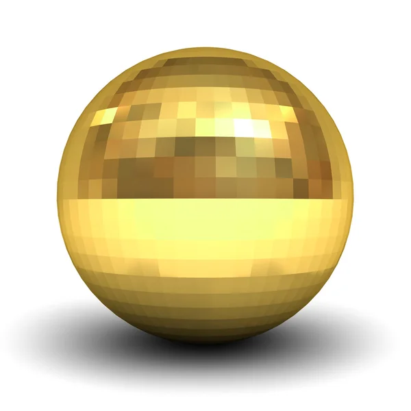 Sfera in oro poligonale isolata su sfondo bianco con ombra — Foto Stock