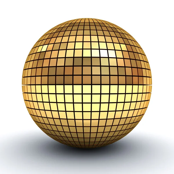 Golden polygonal sphere isolated over white background with shadow — Stock Photo, Image