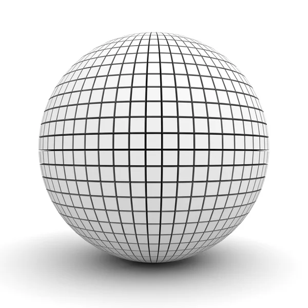 Sphère polygonale blanche isolée sur fond blanc avec ombre — Photo