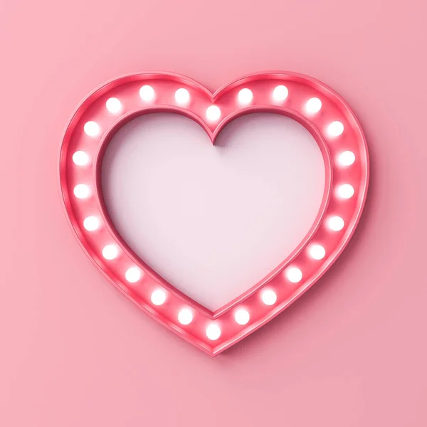 Пустой Ретро Любовь Сердце Знак Рекламный Щит Светящимися Лампочками Изолированные — стоковое фото