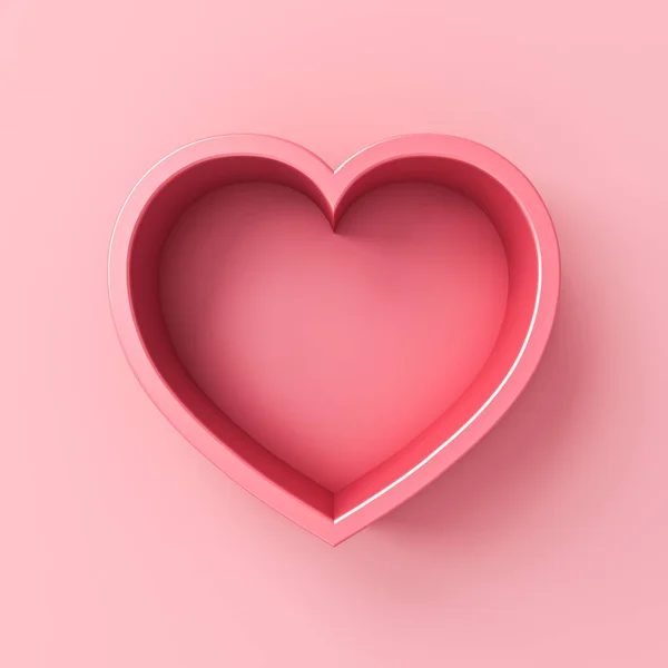 Prázdné Růžová Láska Srdce Box Izolované Růžové Pastelové Barvy Pozadí — Stock fotografie