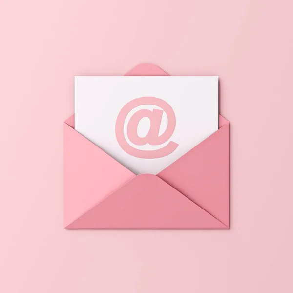 Sweet Pink Pastel Color Email Mail Sign Envelope Isolated Light — Stock Photo, Image