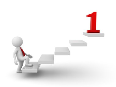 beyaz kırmızı sayı 1 gol üstünde belgili tanımlık tepe-in belgili tanımlık merdiven için artırmakla 3d iş adamı