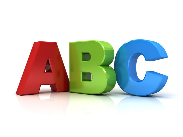 3d abc letters isolated over white background