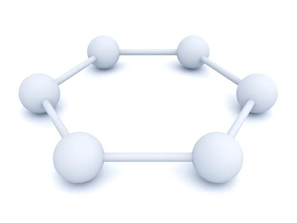 Modelo de estructura molecular hexagonal blanca 3d aislado sobre fondo blanco — Foto de Stock