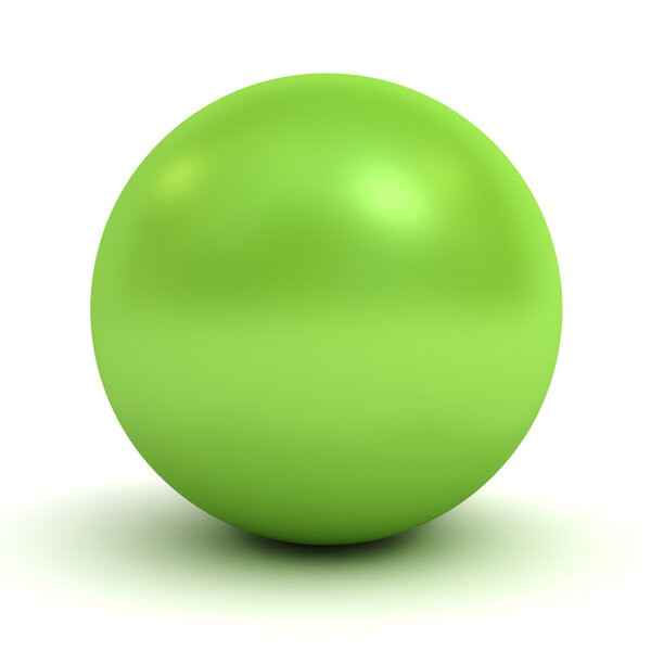 Green glossy 3d render sphere isolated on white background