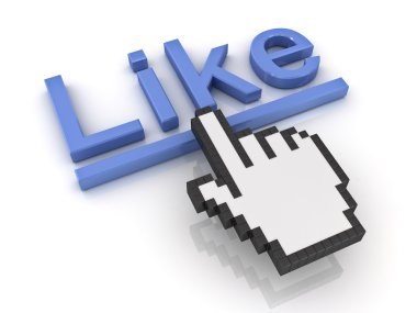 Gibi düğmesini veya beyaz arka plan üzerinde izole bağlantısını tıklayarak el imleci