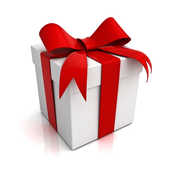 Gift box with red ribbon bow — Stock Photo, Image