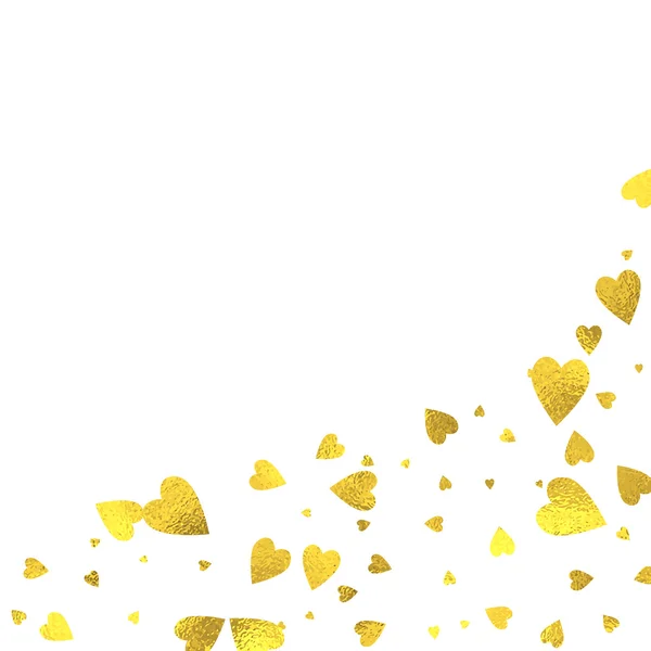 Beyaz zemin üzerine altın ışıltılı folyo Kalpler — Stok Vektör