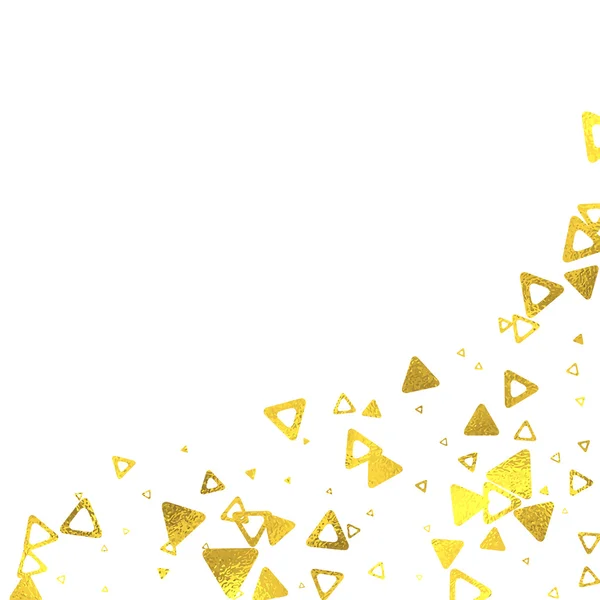 Gold glittering folie driehoeken op witte achtergrond — Stockvector