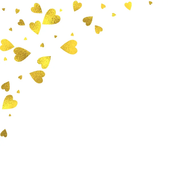 Beyaz zemin üzerine altın ışıltılı folyo Kalpler — Stok Vektör