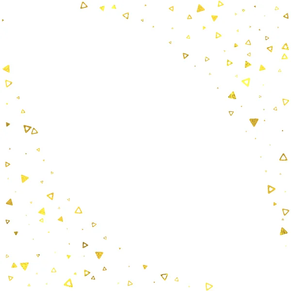 Gold glittering folie driehoeken op witte achtergrond — Stockvector