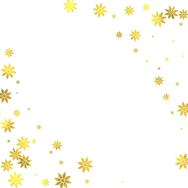Золоті блискучі квіти фольги на білому тлі — стоковий вектор