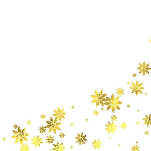 Flores de papel de aluminio brillante de oro sobre fondo blanco — Vector de stock