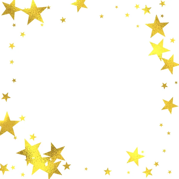 Oro brillante lámina estrellas sobre fondo blanco — Vector de stock