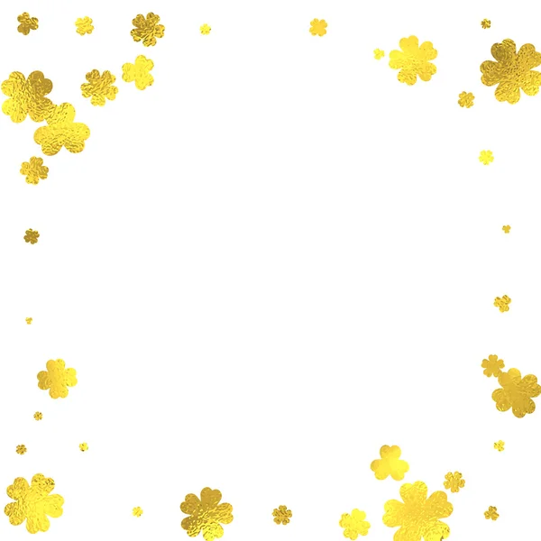 Gold glittering foil flowers on white background — Stock Vector